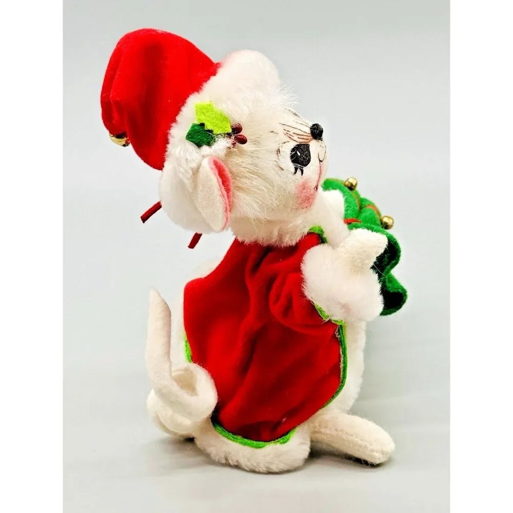 Annalee Special Delivery Santa Mouse Green Toy Sack 7 inch 2006 Open Eyes‎